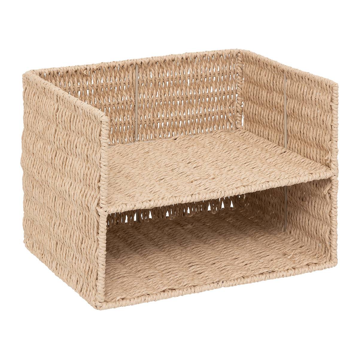 Rack à document double en papier tressé KORD beige, 5FIVE SIMPLY SMART