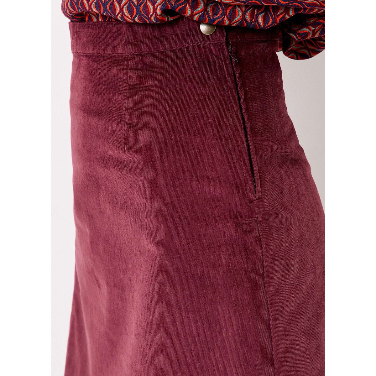 Jupe courte évasée velours bio LINETTE marron chocolat, PRINCESSE NOMADE