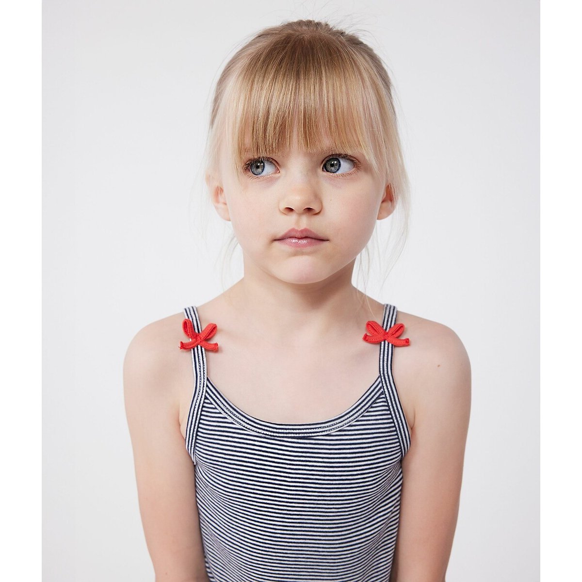 Cotton Strappy Short Pyjamas in Striped Print navy/white, PETIT BATEAU