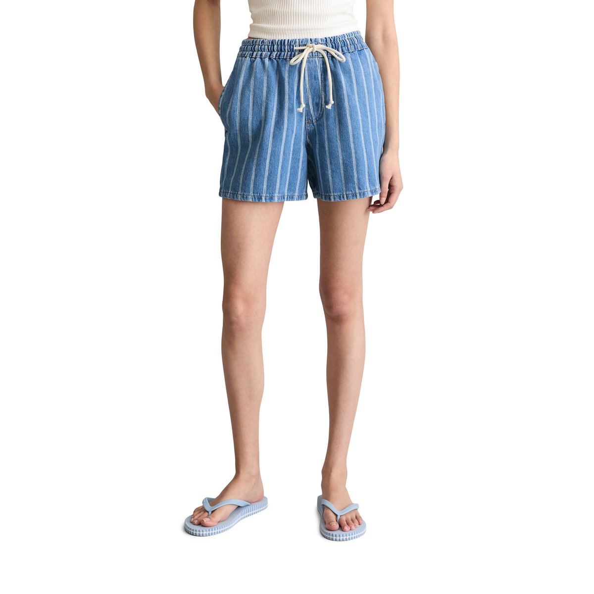 Short rayé relaxed en pur coton bio bleu, MARC O’POLO DENIM