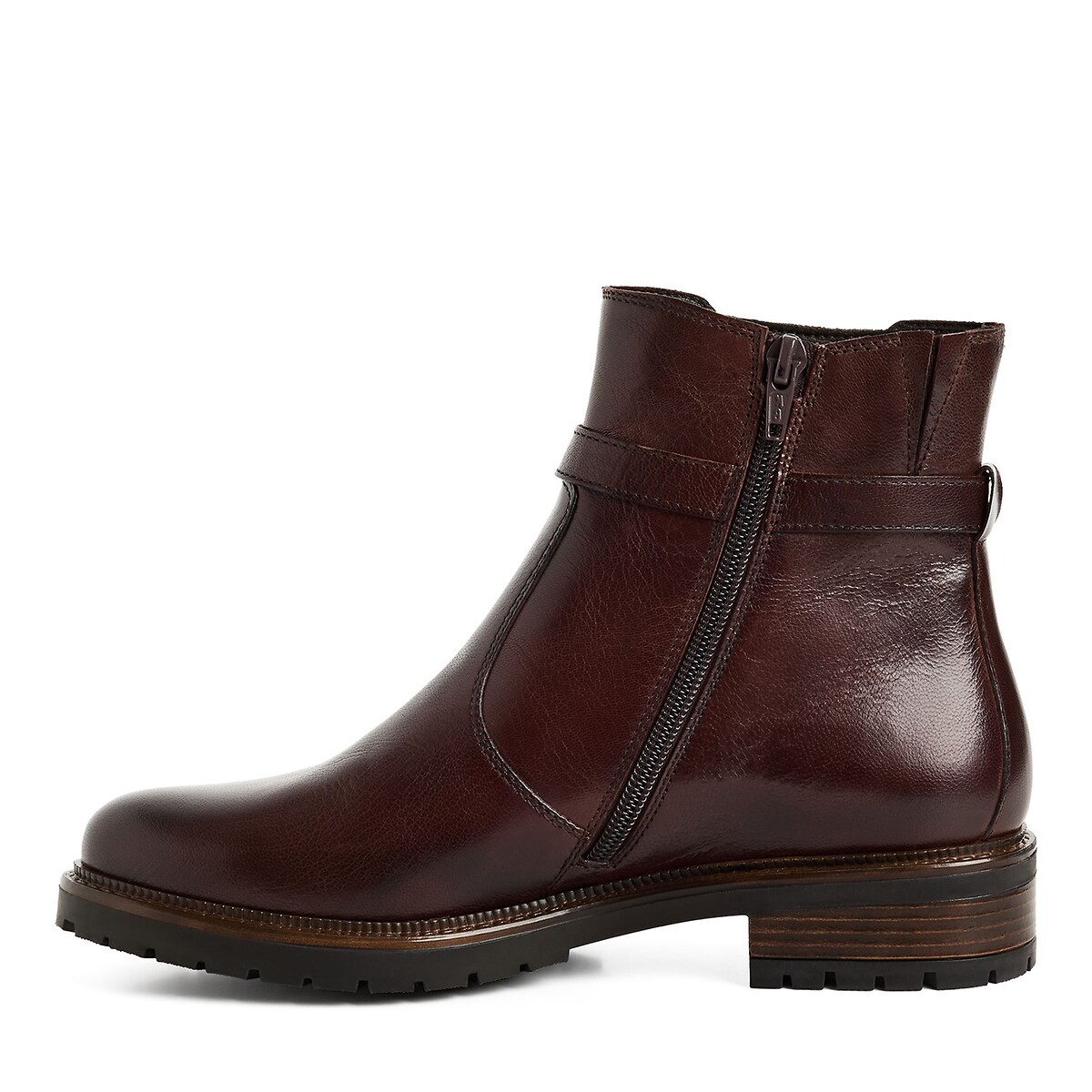 Bottines plates en cuir marron, TAMARIS