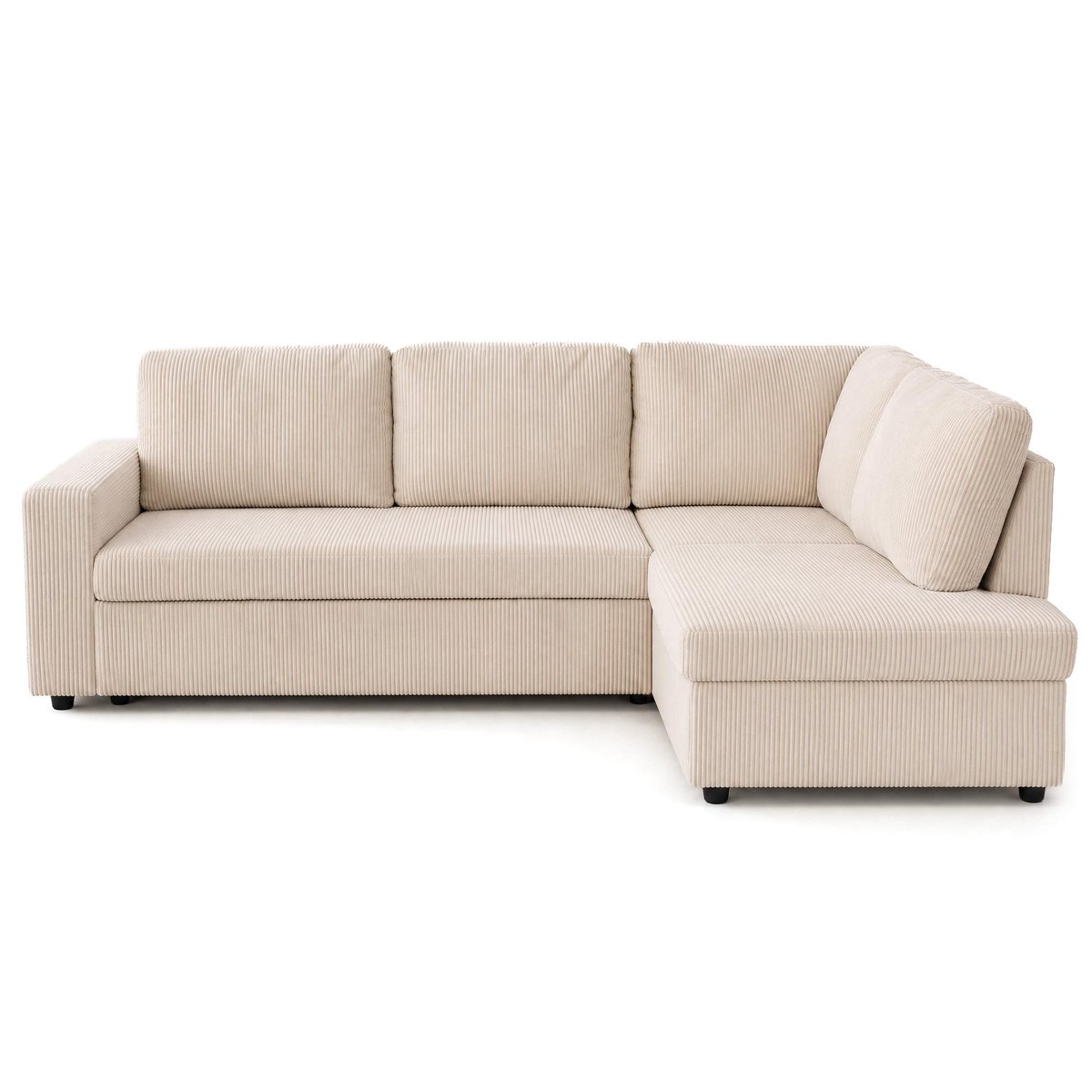 Canapé d'Angle Convertible en Velours côtelé 5 places - MEIYA beige, BEST MOBILIER