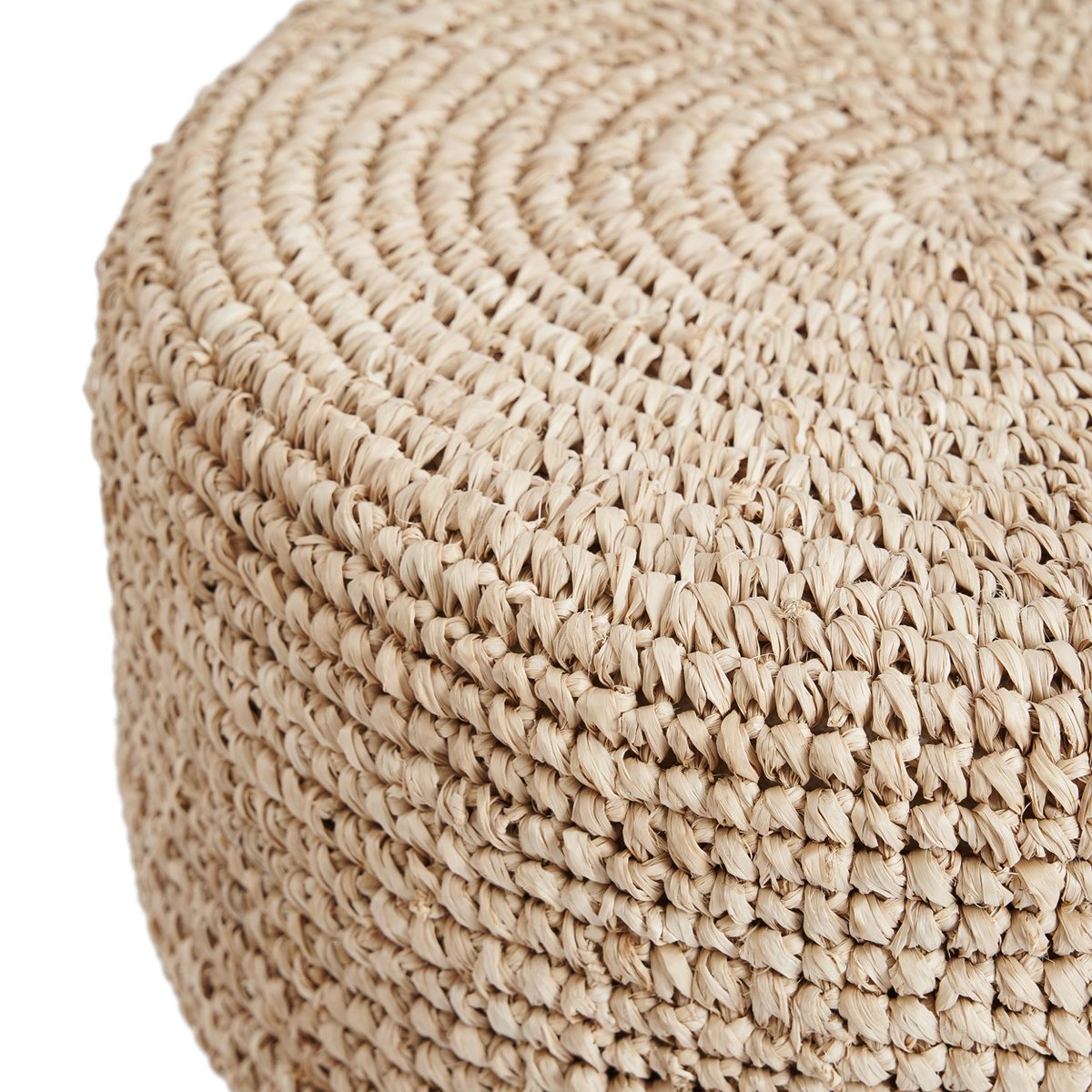 Tabouret de bar en bois de teck et raphia RAFFIA beige, BAZAR BIZAR