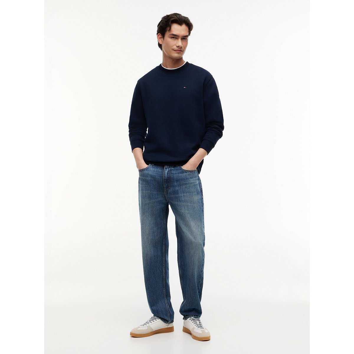 Felpa girocollo navy, TOMMY JEANS