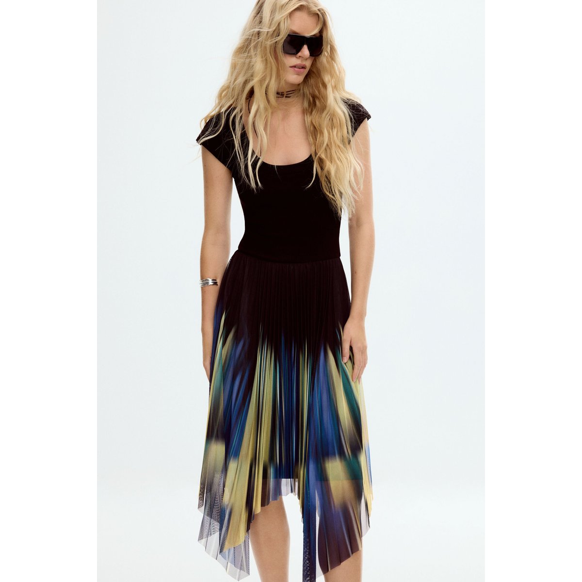Robe combinée asymétrique bleu, DESIGUAL