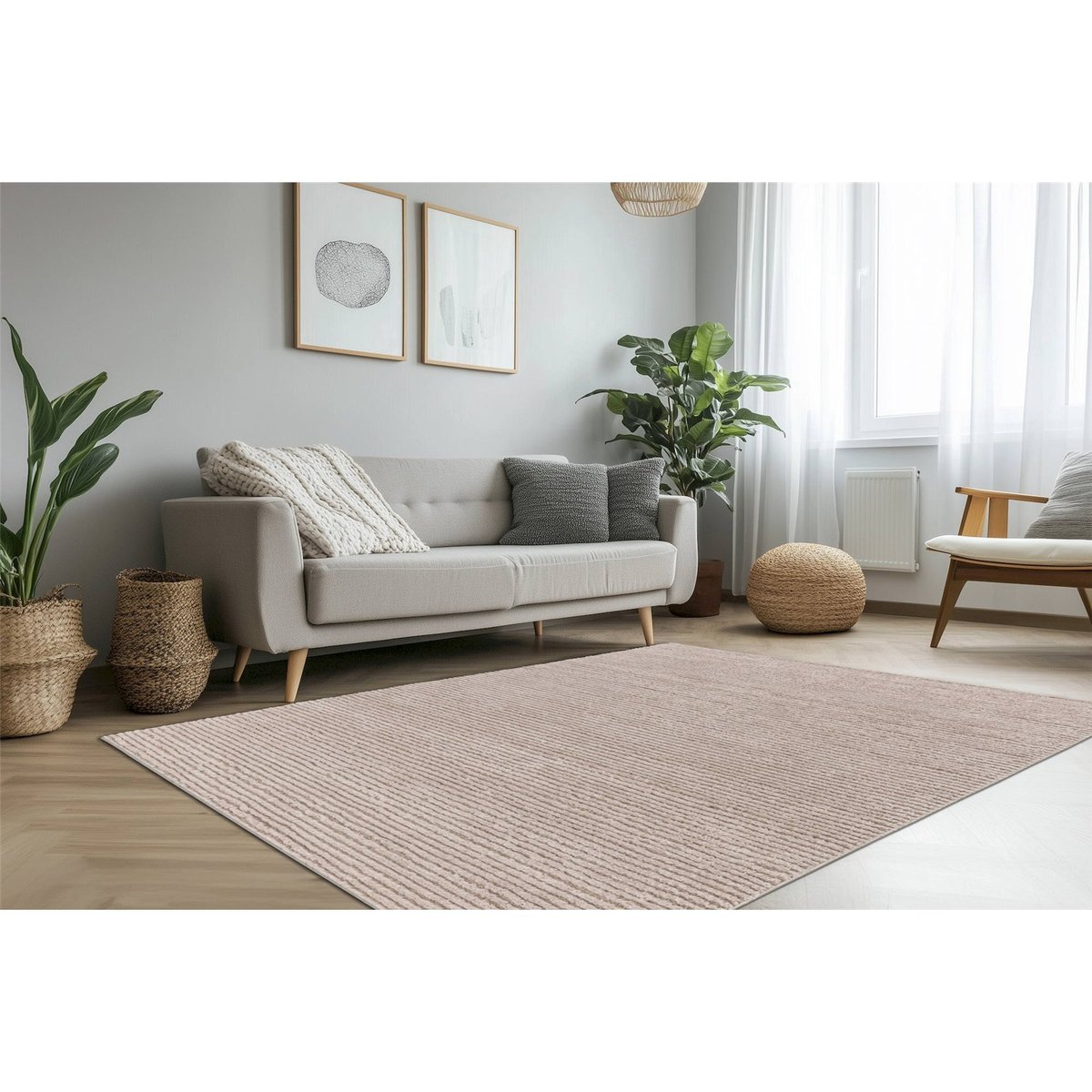 Tapis rectangulaire, Angel beige sable clair strié, ARTE ESPINA