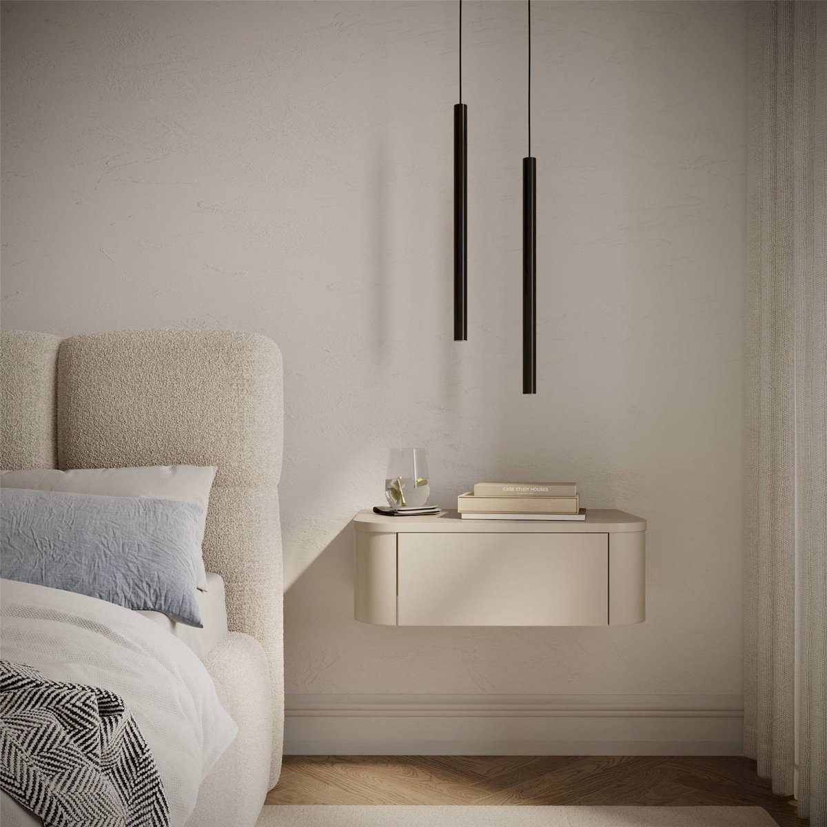 Lot de 2 chevets suspendus tiroir LUVIO cachemire, RECOLLECTION