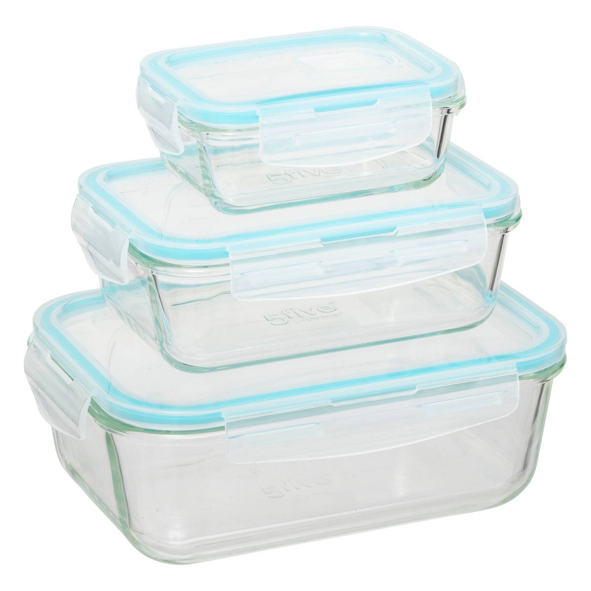 Lot de 3 grandes boîtes de conservation CLIPEAT bleu, 5FIVE SIMPLY SMART