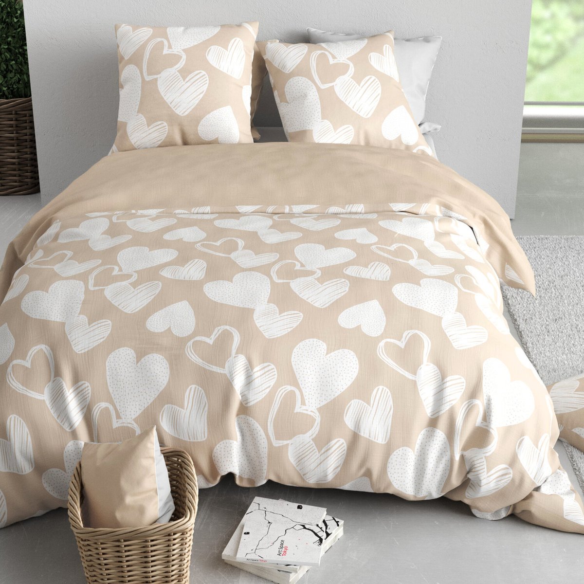 Parure housse de couette en coton imprimée, Tonie imprime, C DESIGN HOME TEXTILE