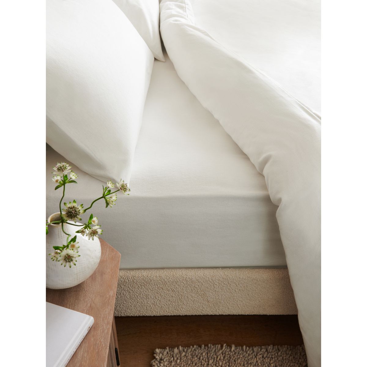Drap en coton brossé doux blanc, NEXT