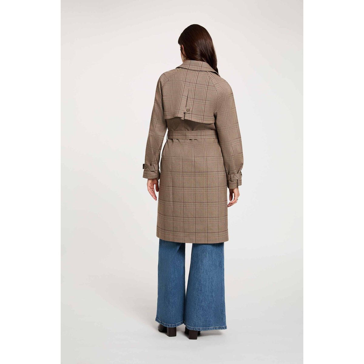 Trench long ceinturé multicolore, MORGAN