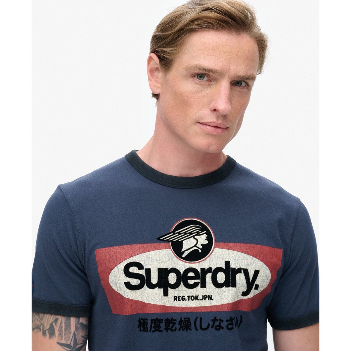 T-shirt à motif Core Logo bleu marine profond, SUPERDRY