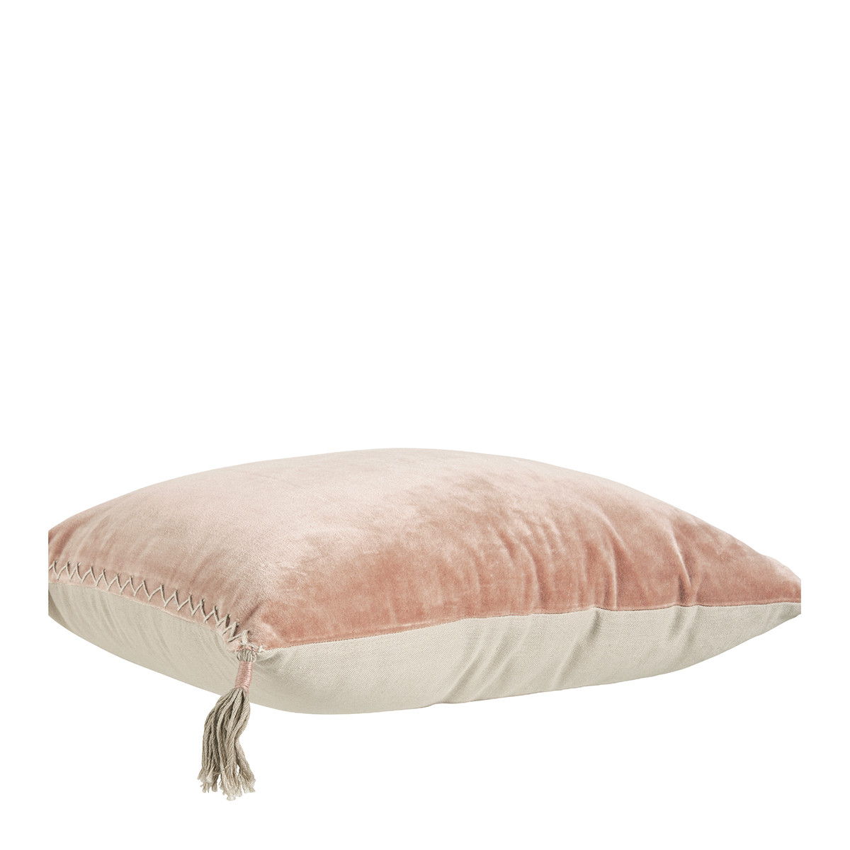 Housse de coussin en velours de coton rose, BLANC D’IVOIRE