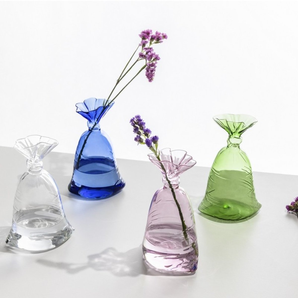 Vase verre design Fleur-a-porter bleu, ICHENDORF