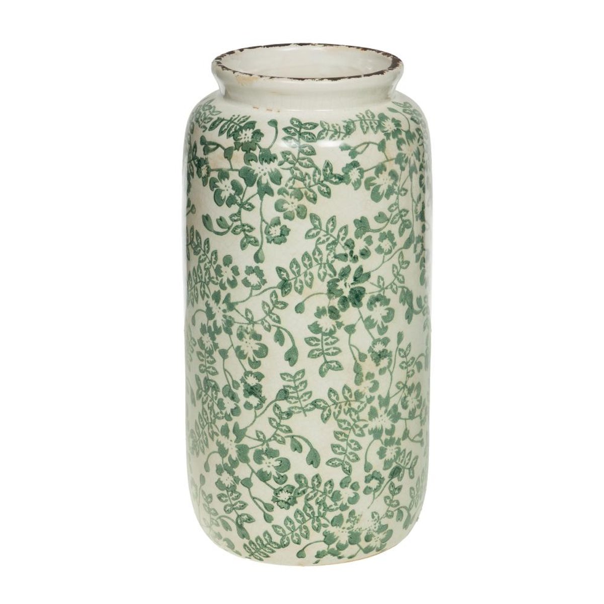 Vase Tampon fleurs vert grand modèle H33,5 - TAMPON crème / ivoire, AMADEUS