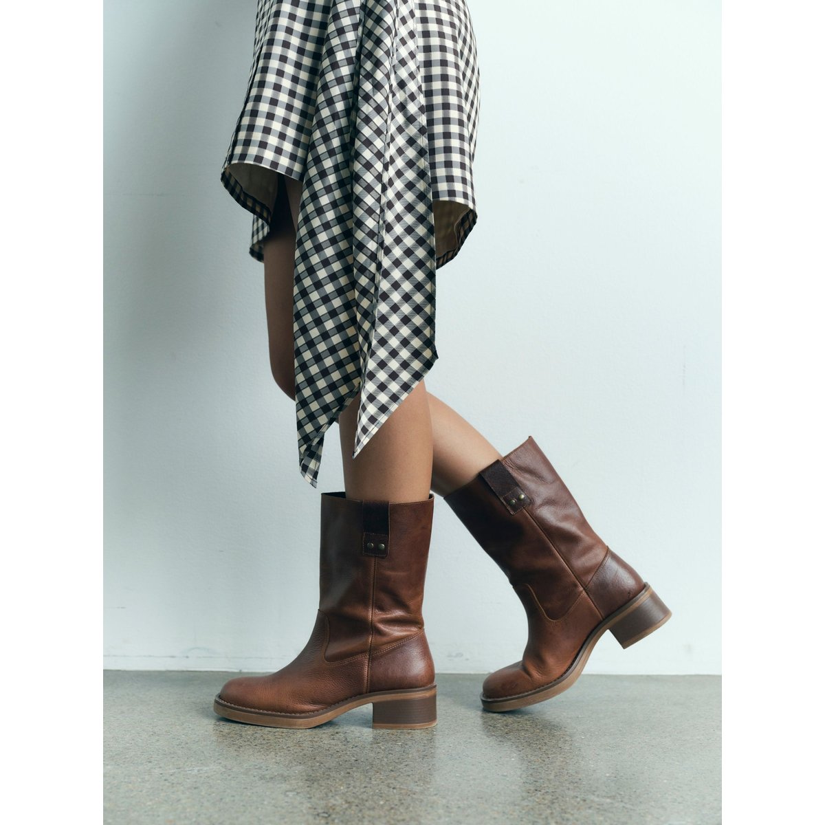 Bottes En Cuir cognac, BIANCO