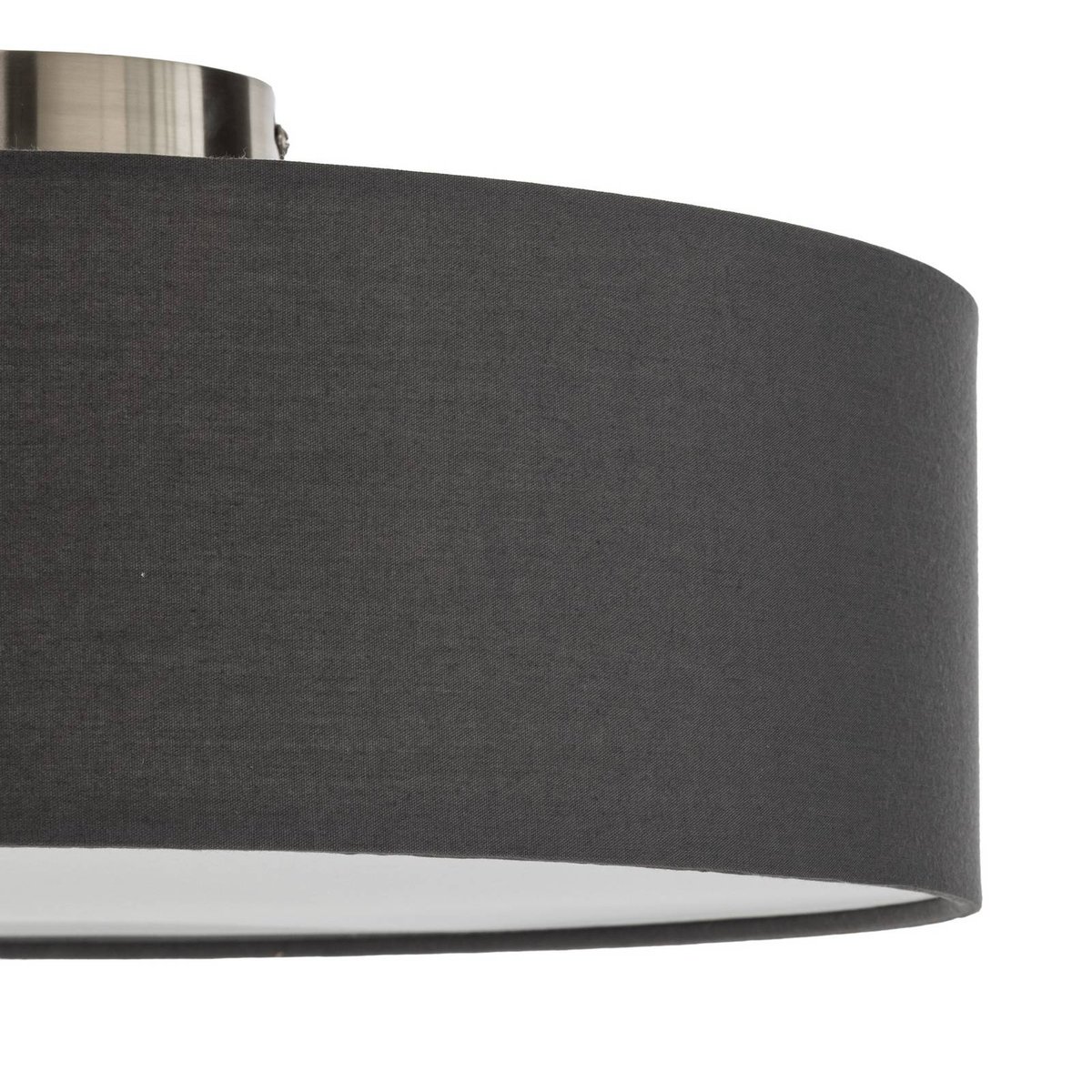 Plafonnier en textile moderne, Sebatin gris, blanc, nickel mat, LINDBY