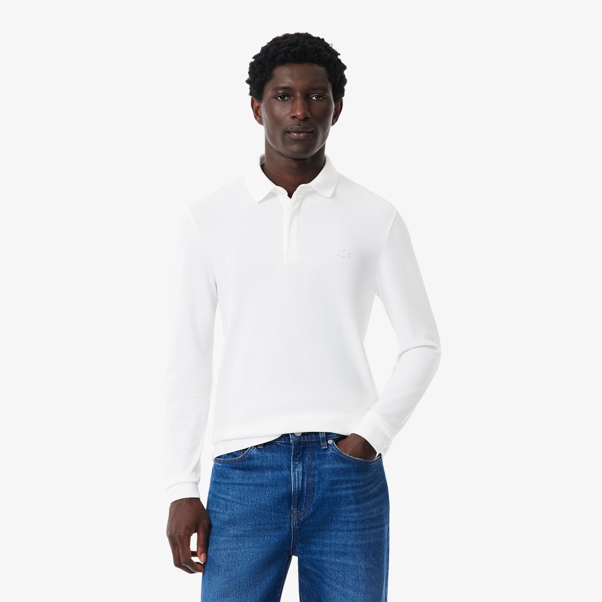 Polo Paris regular fit en Piqué stretch blanc-001, LACOSTE