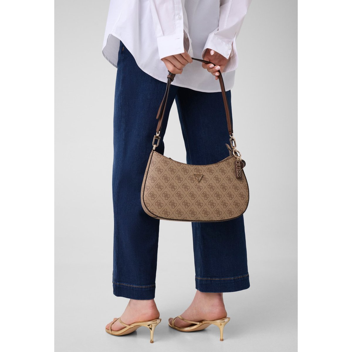 Sac D'épaule Noelle Logo 4G beige multi, GUESS