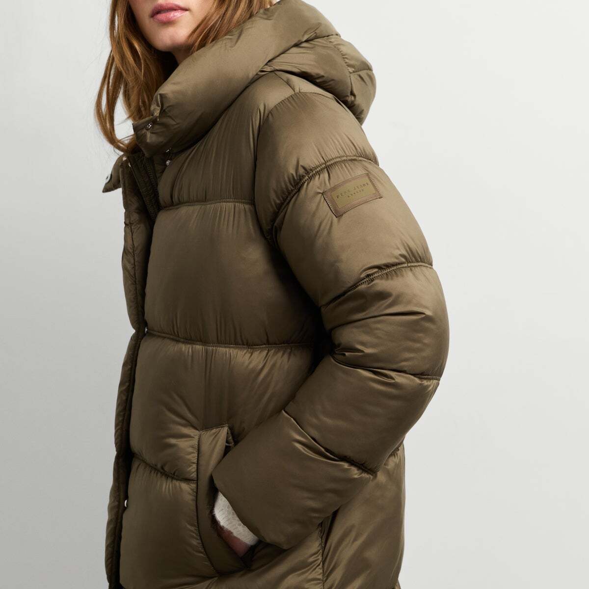 Doudoune Longue Matelassée Imperméable vert kaki, PEPE JEANS