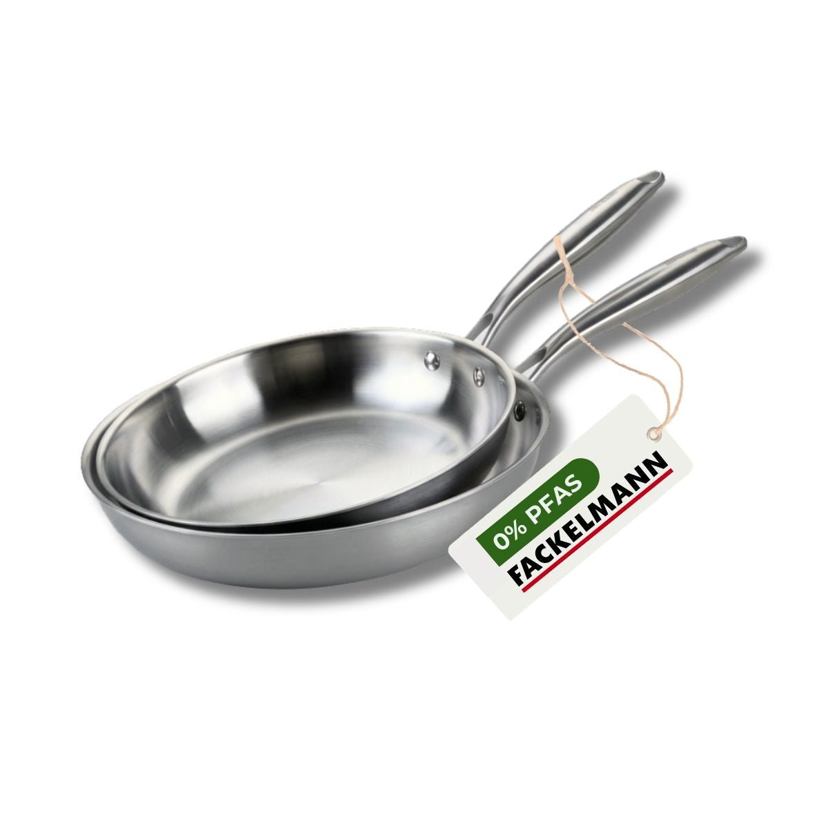 Set de 2 poêles de cuisson 26/28 cm en inox sans PFAS VITA3 gris, FACKELMANN
