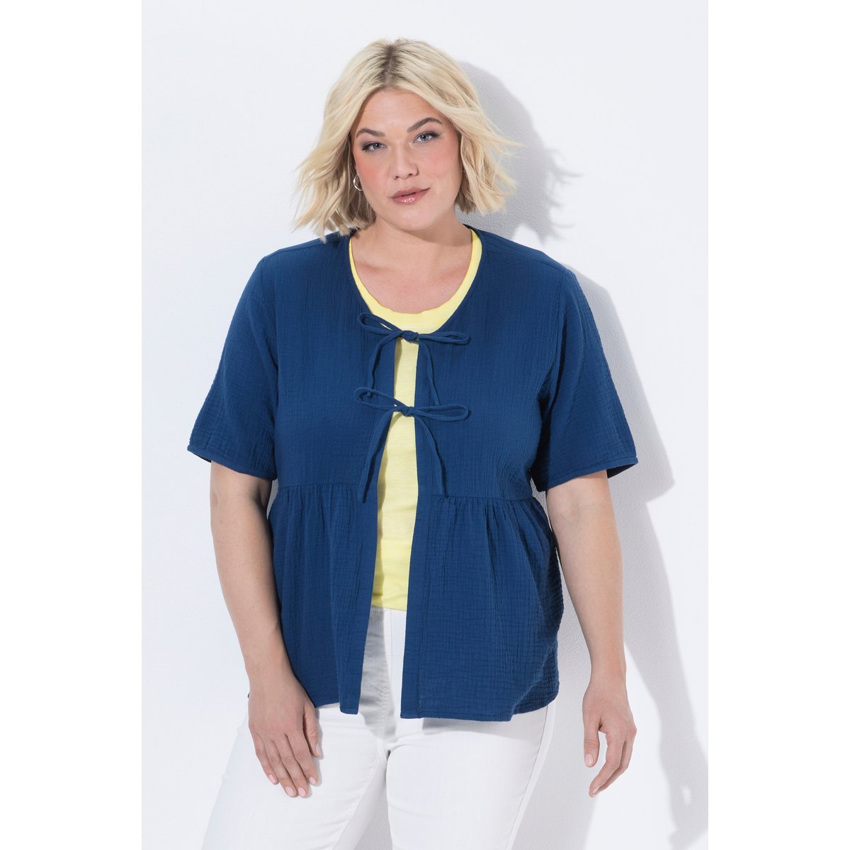 Blouse en mousseline bleu, ULLA POPKEN