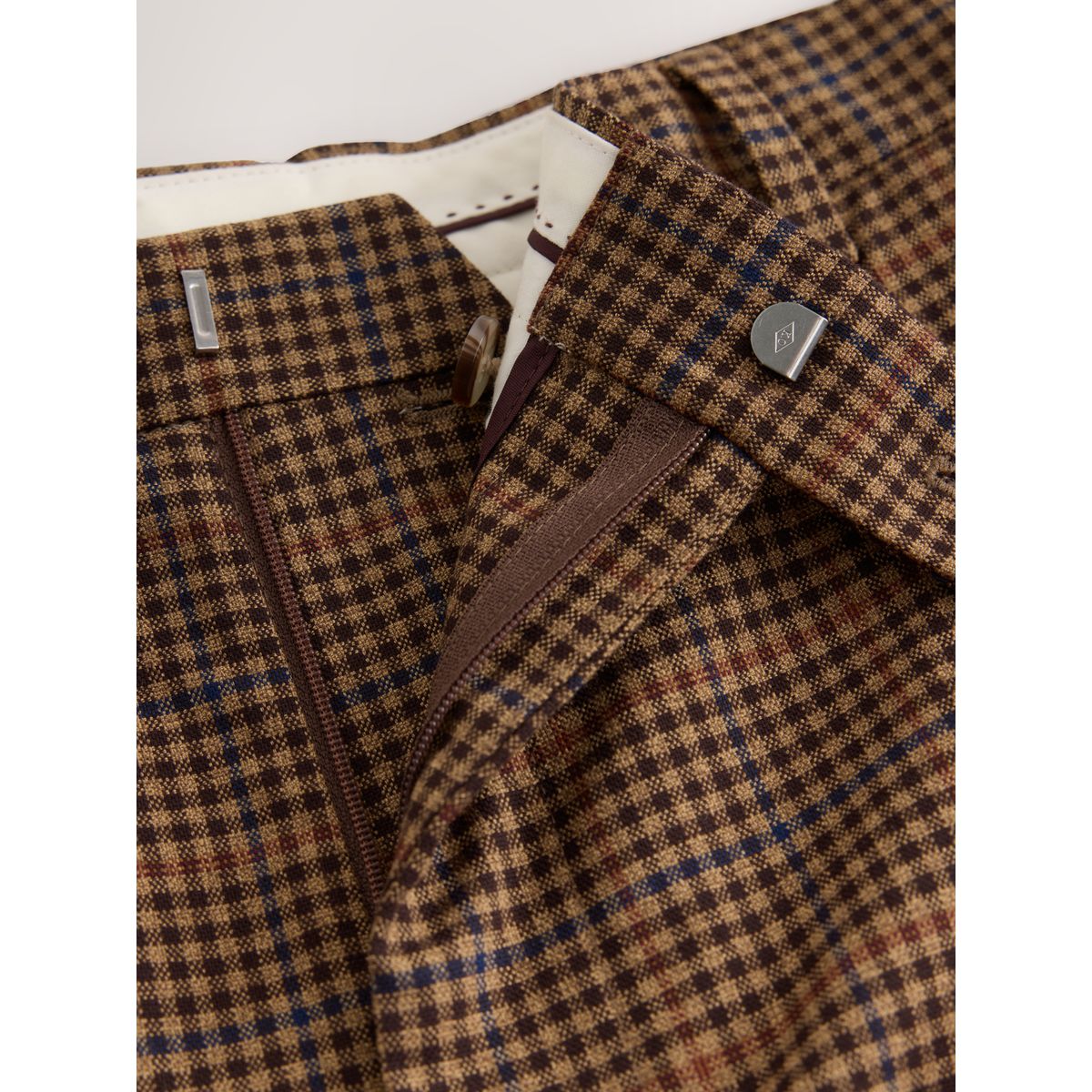 Pantalon de costume ajusté à carreaux marron, NEXT