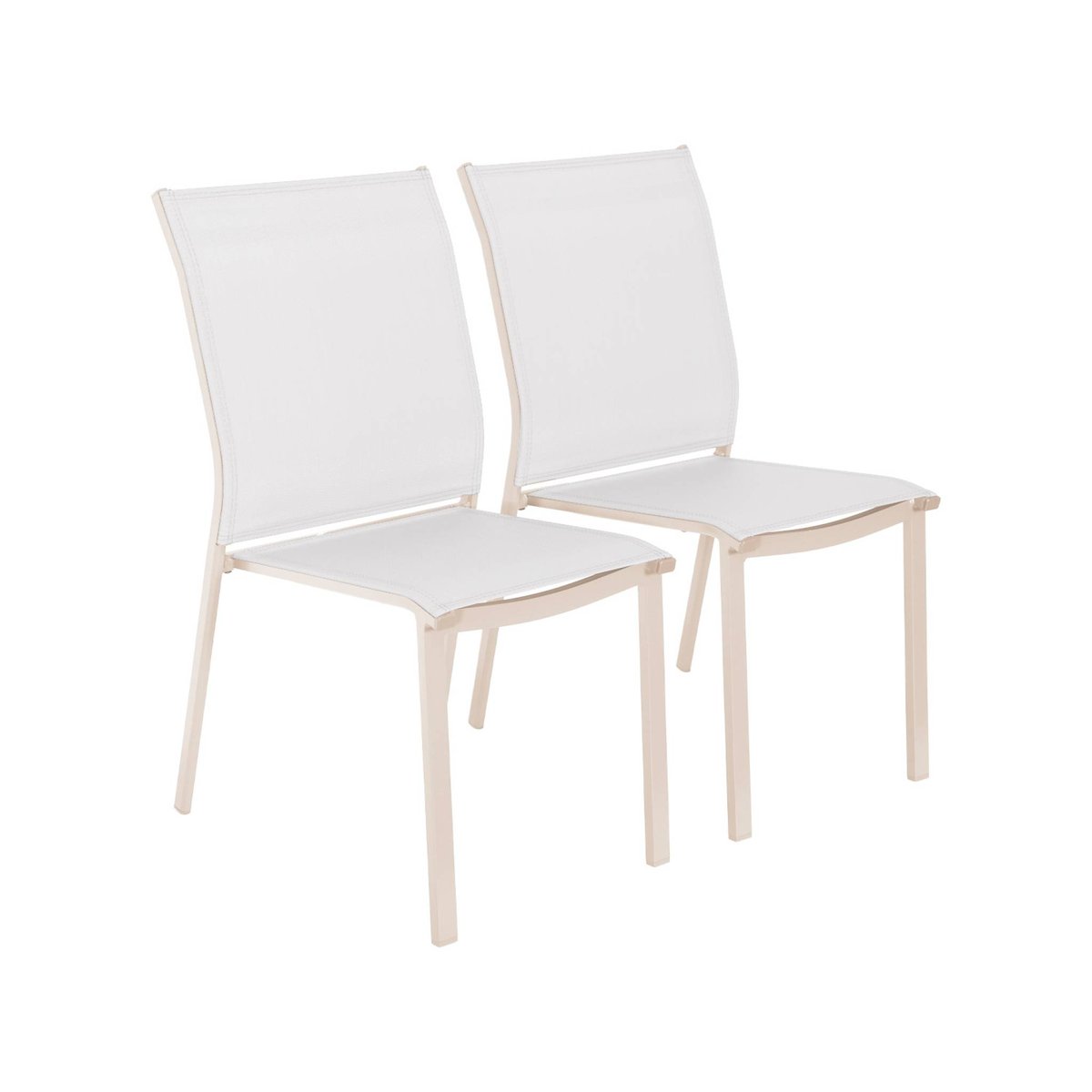 Chaise de jardin empilable aluminium (lot de 2) BUFFALO beige, SWEEEK