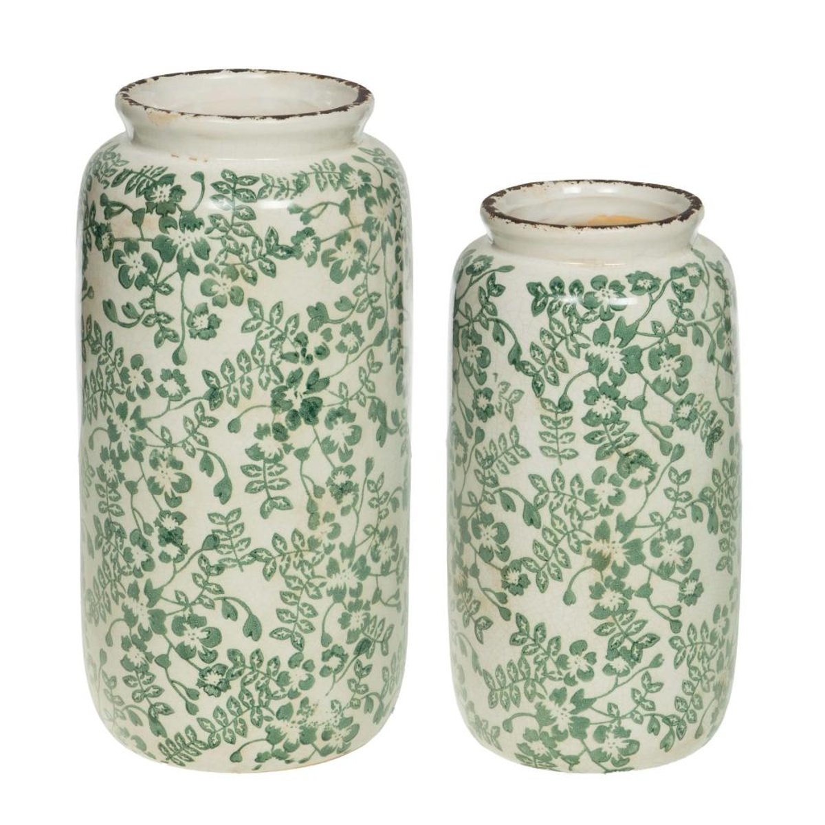 Vase Tampon fleurs vert grand modèle H33,5 - TAMPON crème / ivoire, AMADEUS