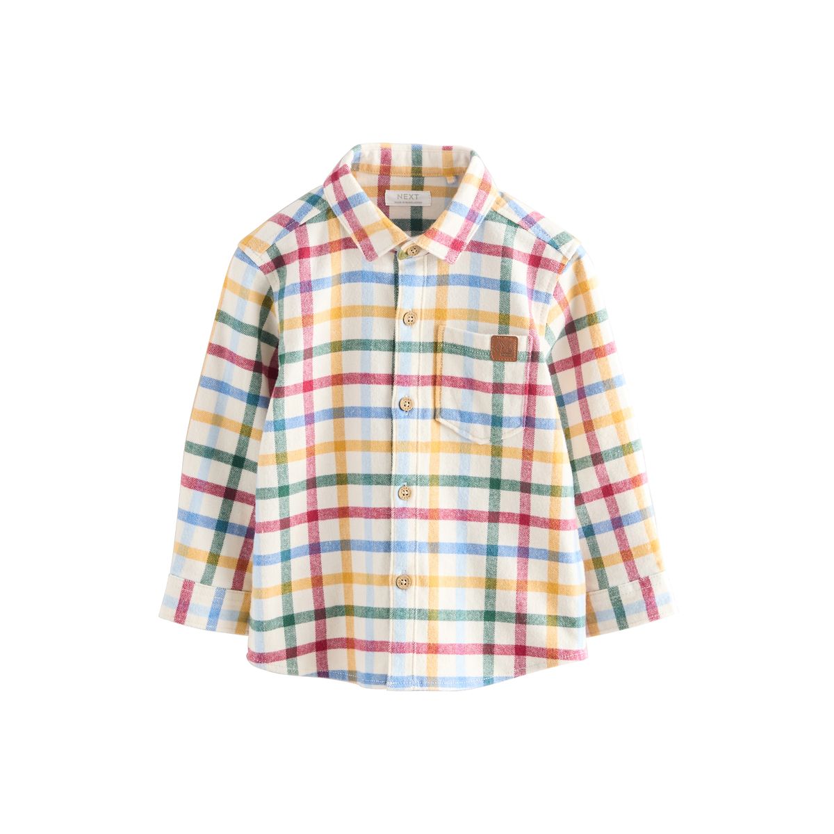 Chemise à manches longues et motif personnage carreaux vichy écru brillants, NEXT