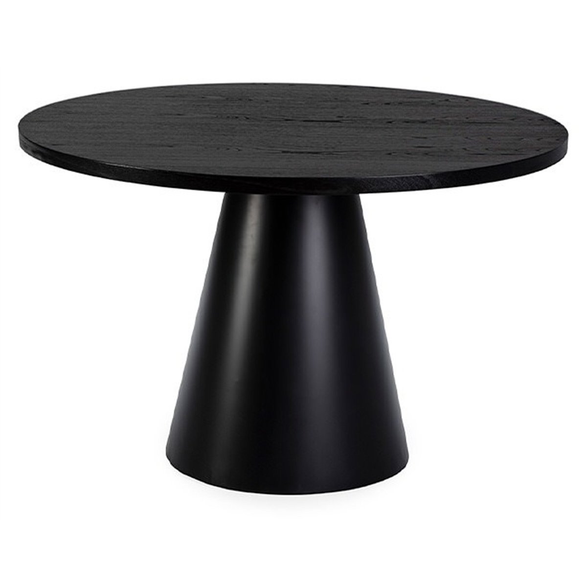 Table à manger ronde en cèdre et métal noir, RECOLLECTION