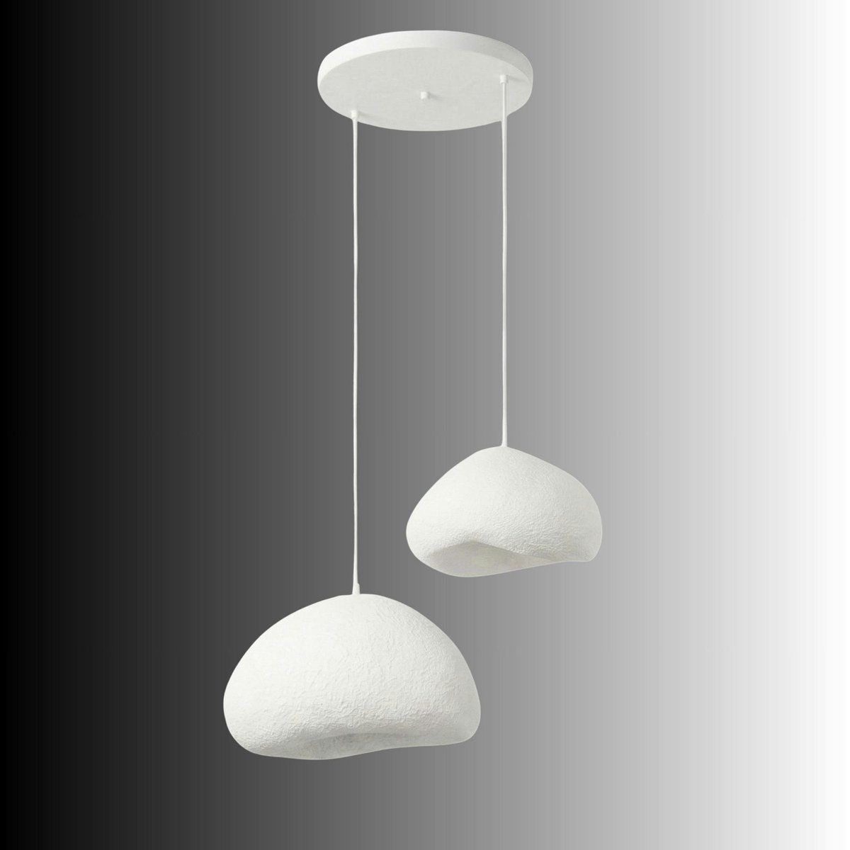 Suspension blanche design organique 2 abat-jour 70 cm NOXIS blanc, PIER IMPORT