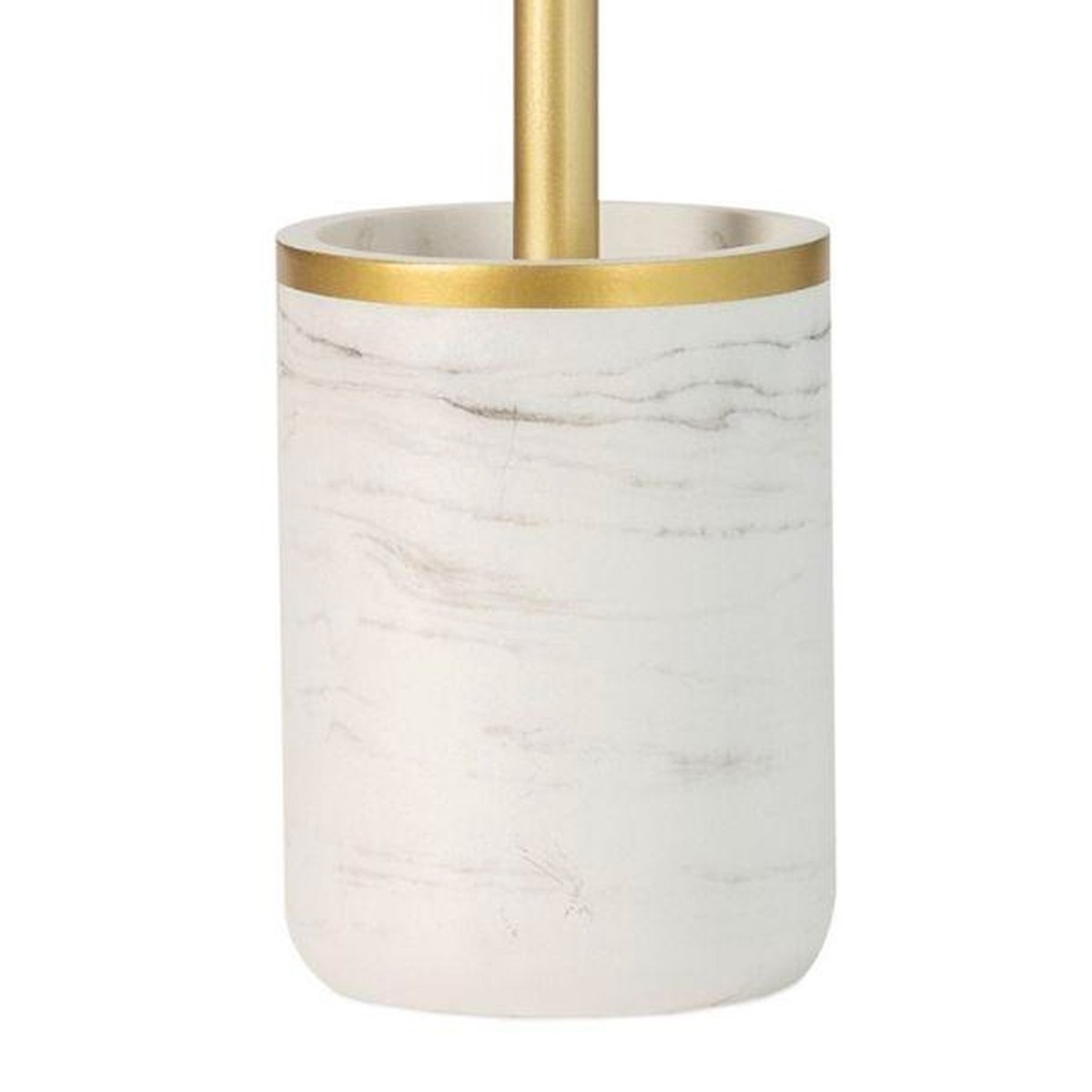Brosse WC en résine effet marbre blanc et doré blanc, WADIGA
