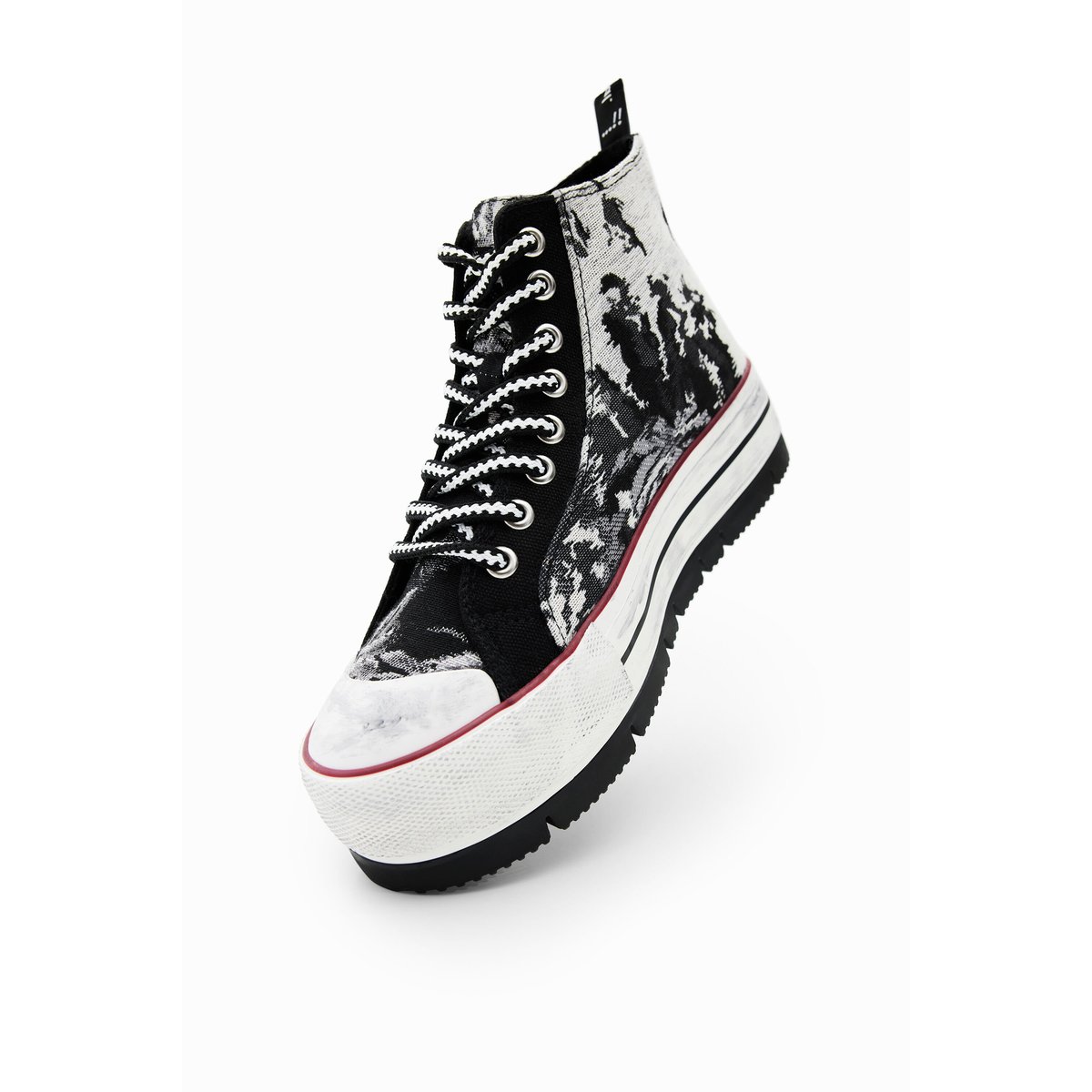 Tartan platform high-top sneakers noir, DESIGUAL