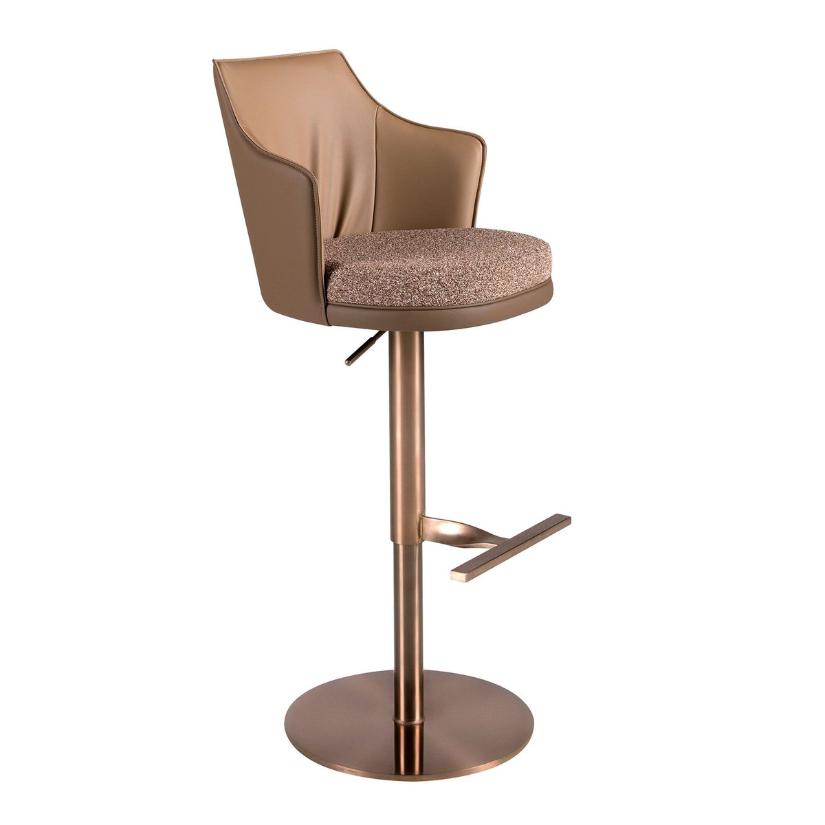 Tabouret pivotant en tissu marbré et similicuir marron | rose, ANGEL CERDA