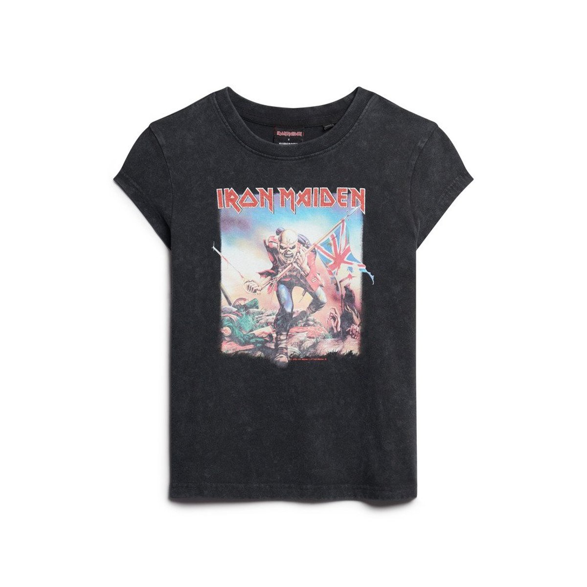 T-shirt à mancherons Iron Maiden x back in black intense, SUPERDRY
