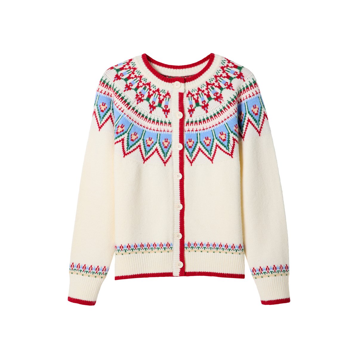 Cardigan Fair Isle Hiver Vintage beige, JOE BROWNS