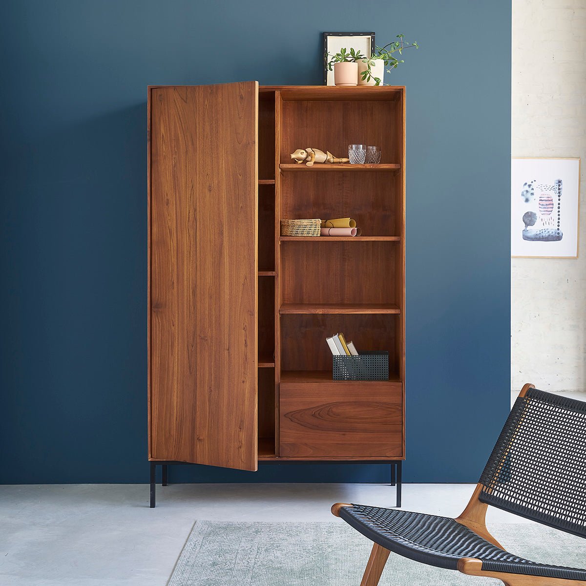 Armoire 1 porte et niches en bois de teck  LINA marron, BERAH GETAH