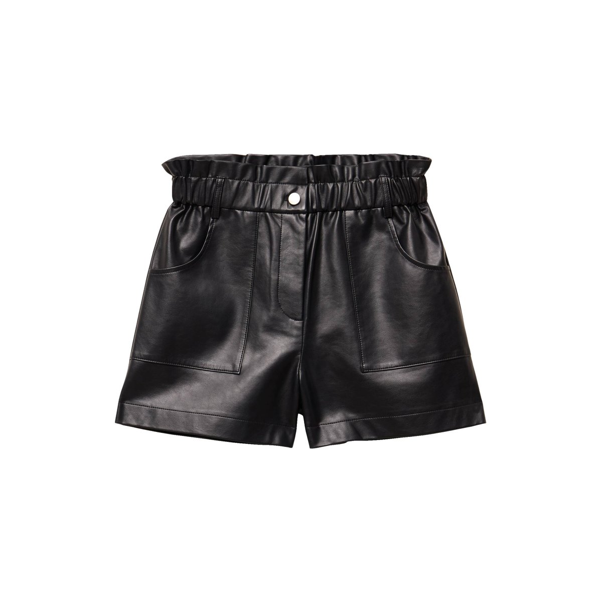 Short large taille haute en similicuir noir, CACHE CACHE
