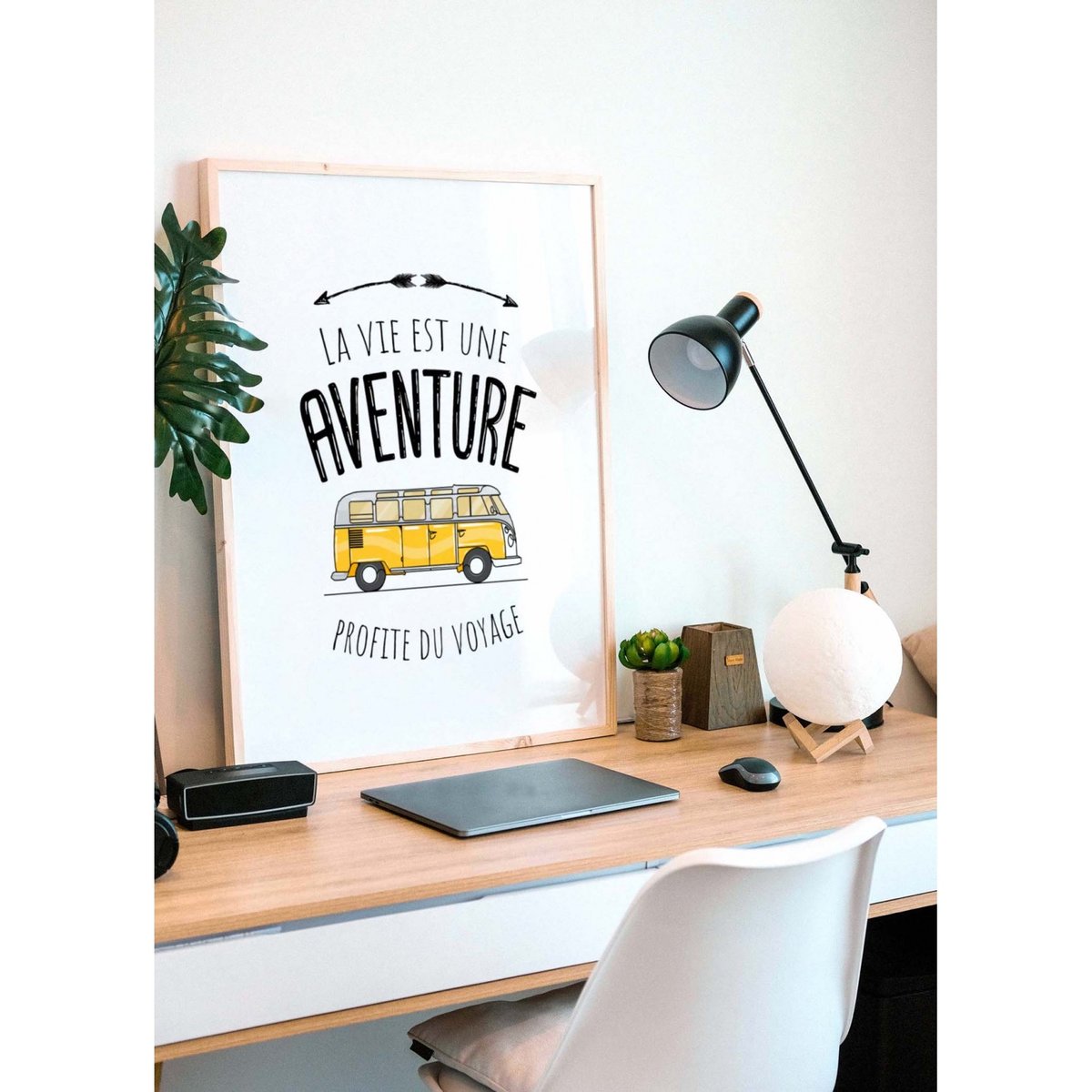 Poster 'La vie est une aventure, profite du voyage' blanc, L'AFFICHERIE