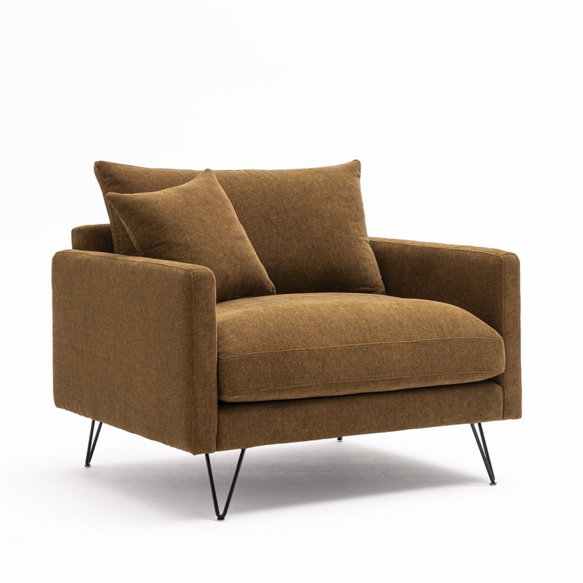 Fauteuil XL en tissu pieds épingles noirs- VILLABON bronze, DRAWER