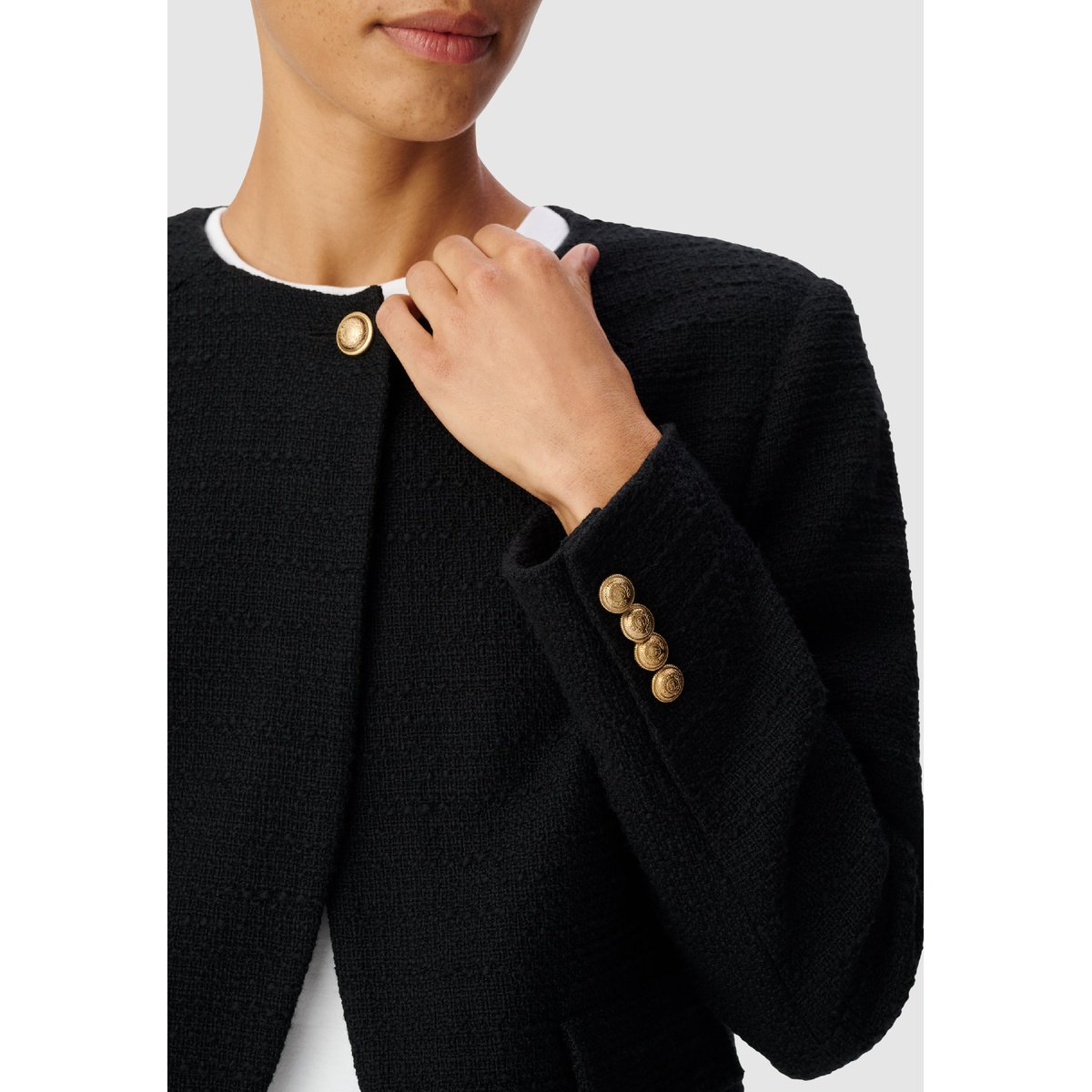 Veste carrée effet tweed noir, IKKS