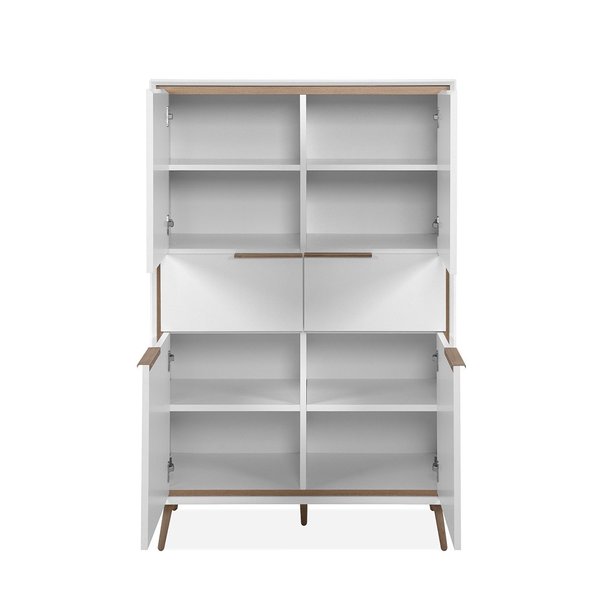 Buffet Haut 4 Portes et 2 Tiroirs H140 cm - ARONA chêne artisan / blanc, CALICOSY