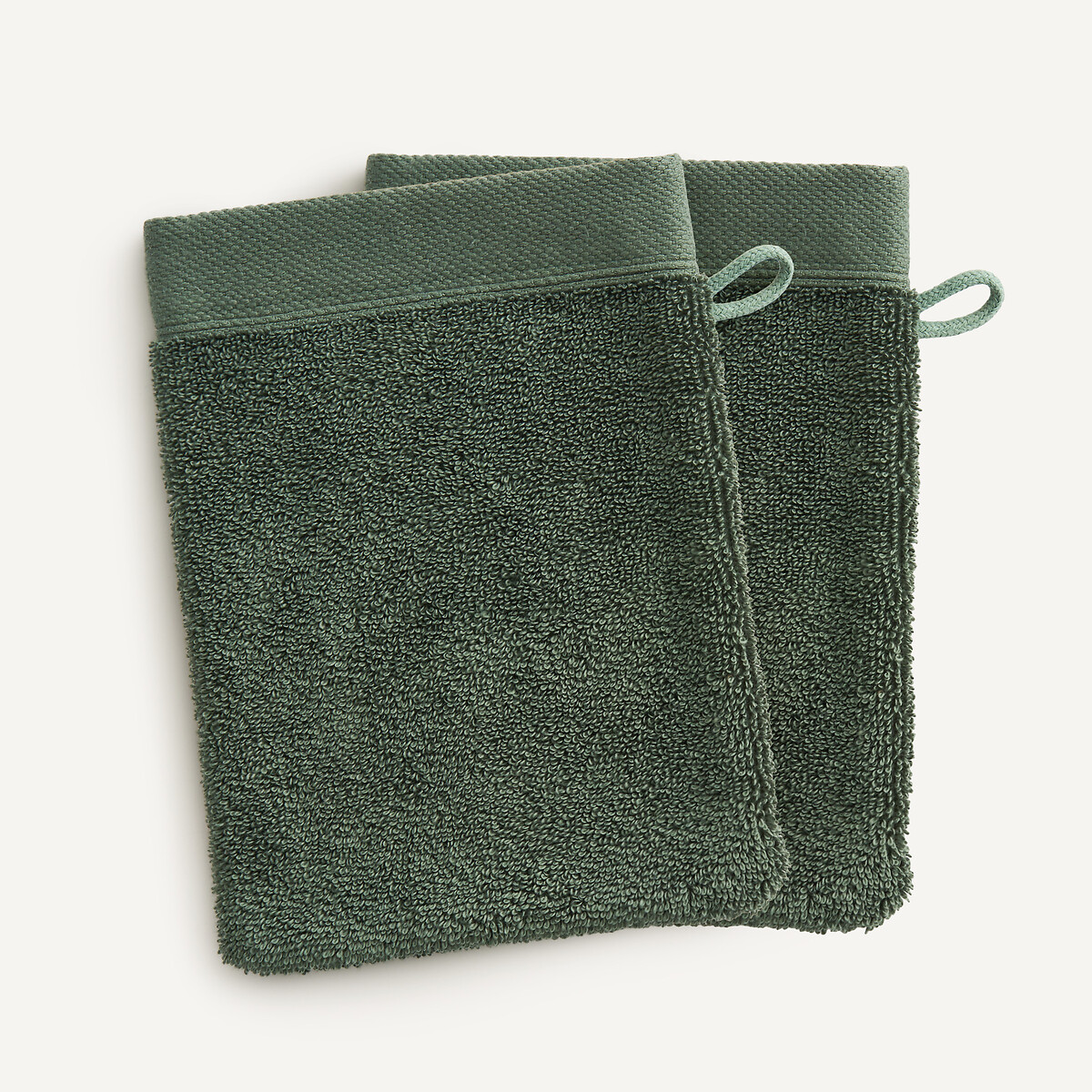 Lot de 2 gants de toilette 700 g/m², LEON vert cyprès, AM.PM