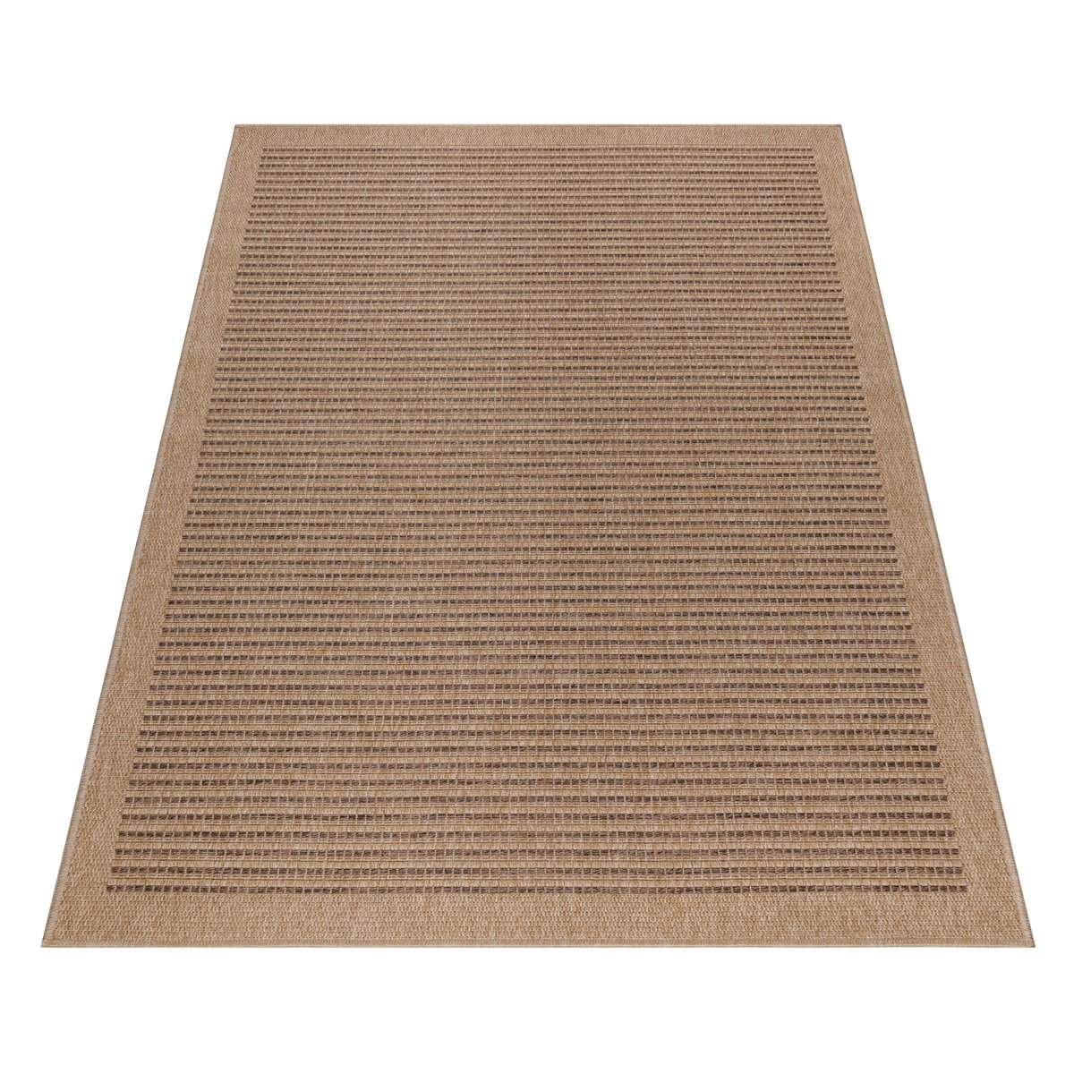 Tapis intérieur extérieur aspect jute à rayures DHAKA noir, NAZAR RUGS