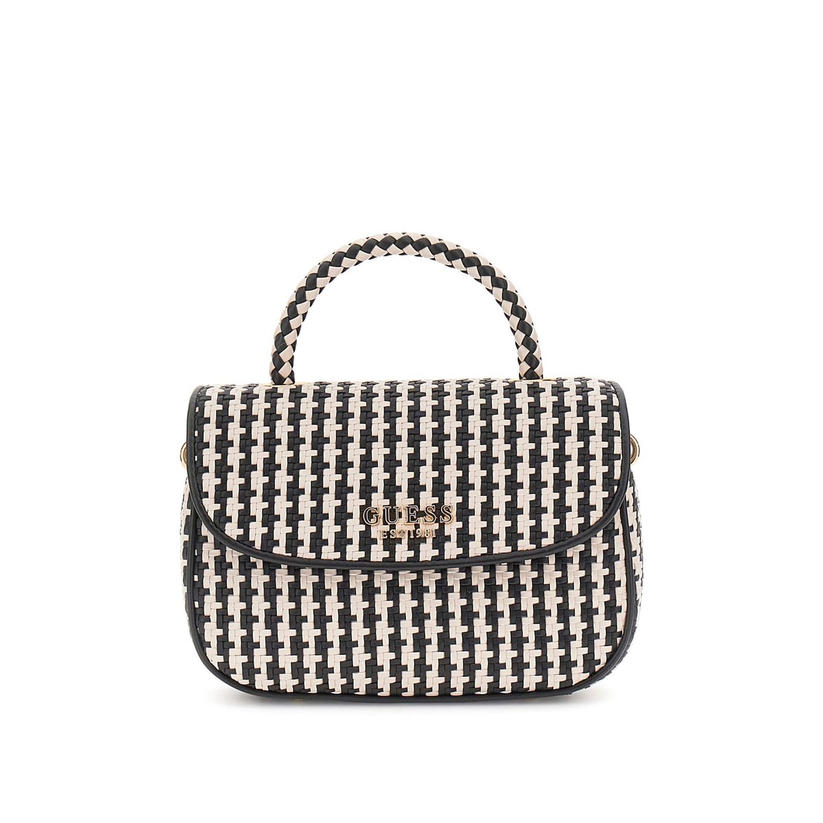 Mini Sac À Main Mirema Tressé noir multi, GUESS