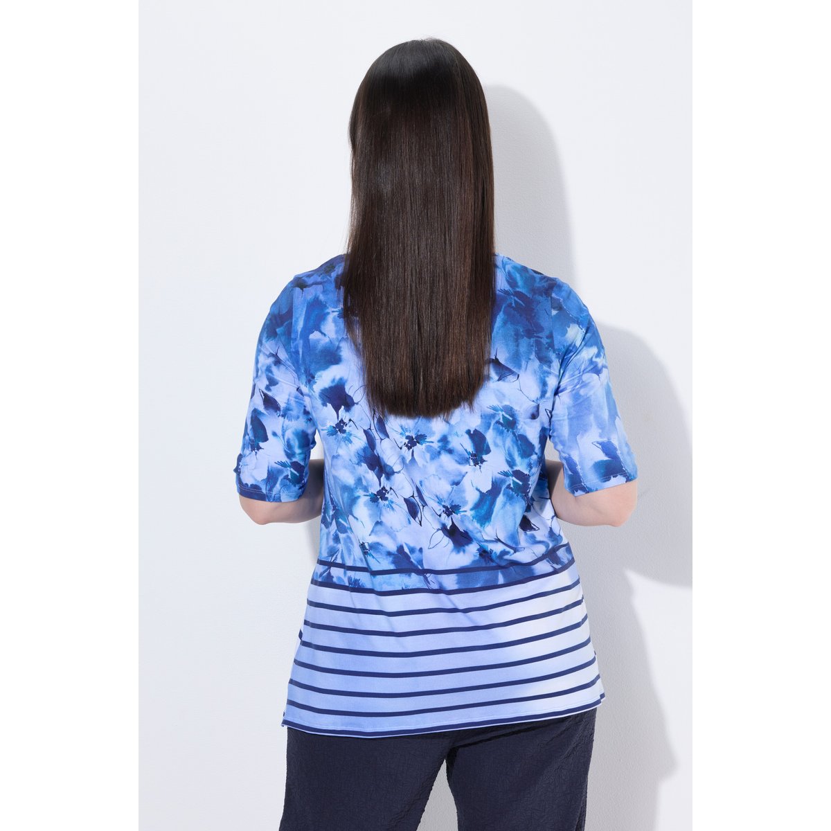 T-shirt en coton Pima marine foncé, ULLA POPKEN