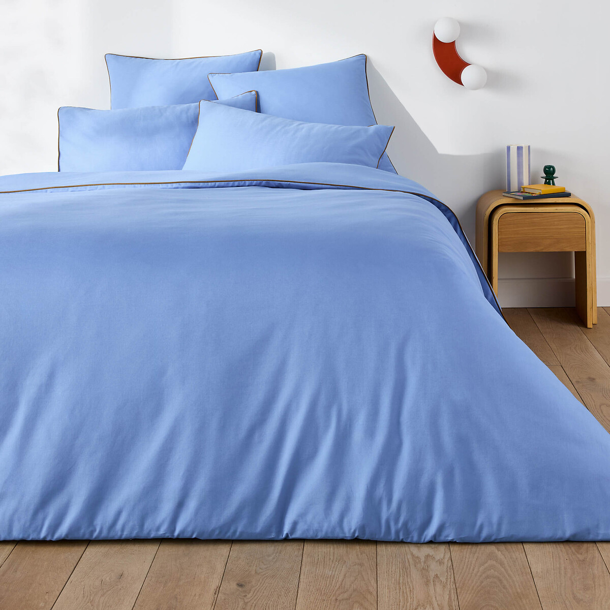 Copripiumone tinta unita in cotone, Macha blu provenza, LA REDOUTE INTERIEURS