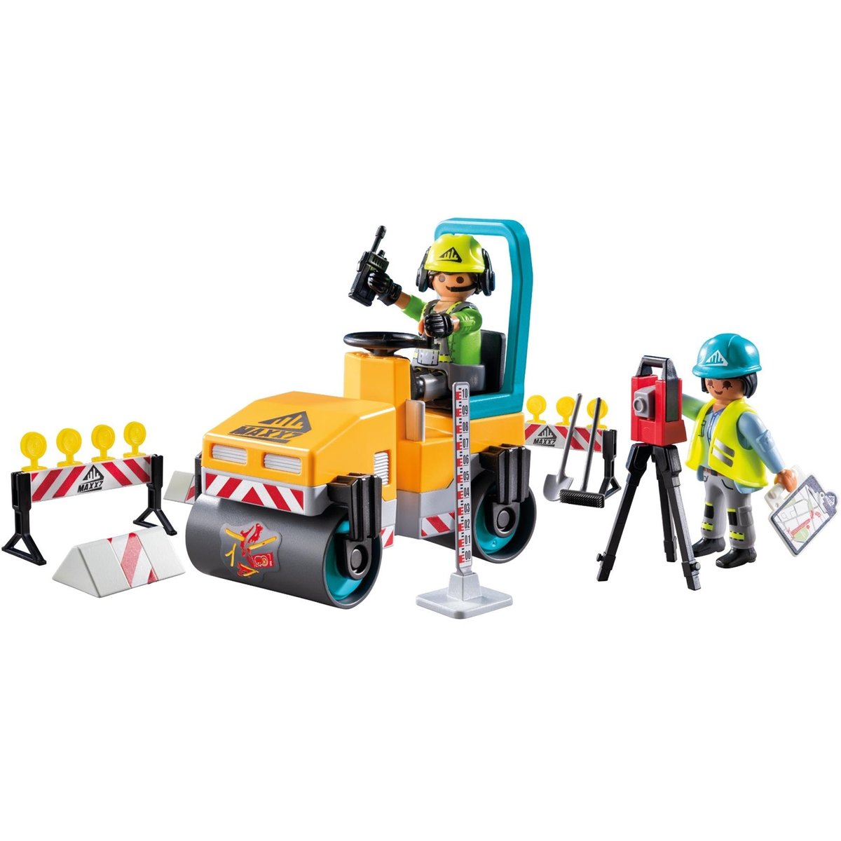 Heroes Ouvriers avec rouleau compresseur et signalisation ouvriers avec rouleau compresseur et signalisation, PLAYMOBIL