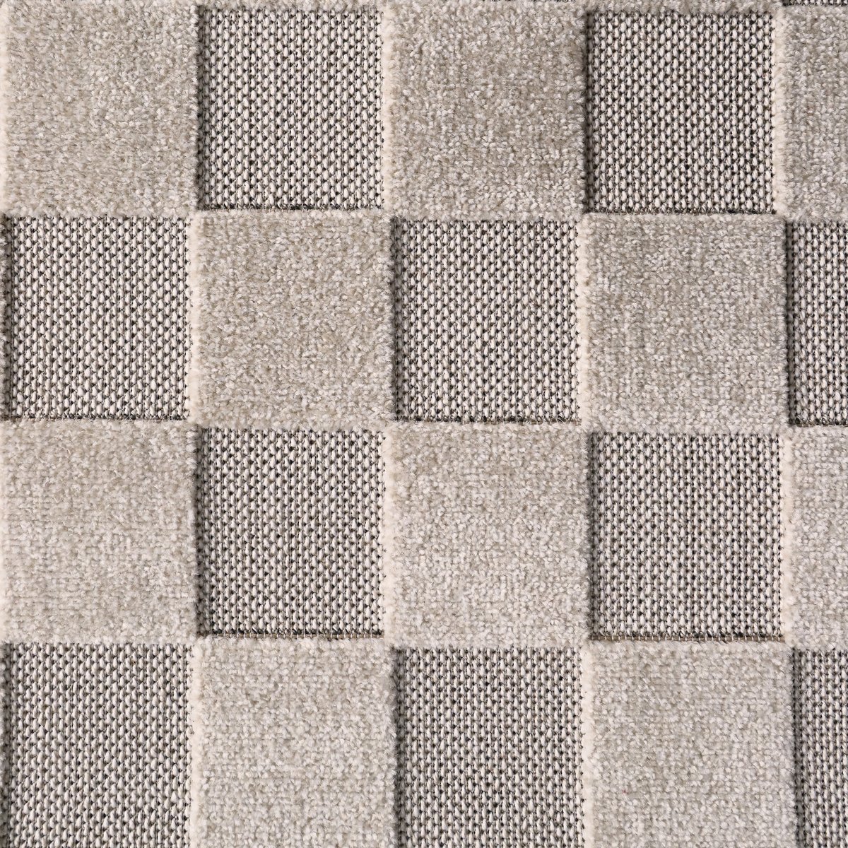 Tapis contemporain design damier DAMAS ecru beige, NATTIOT